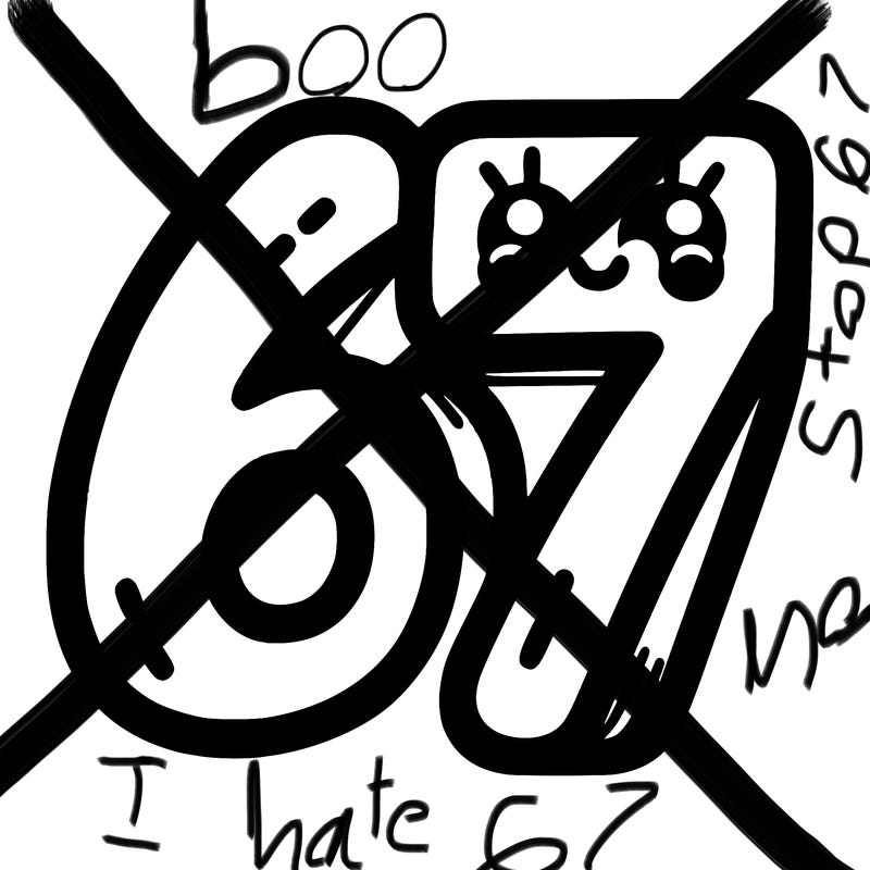 the numbers 67