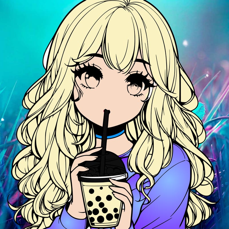 realistic girl drink a boba