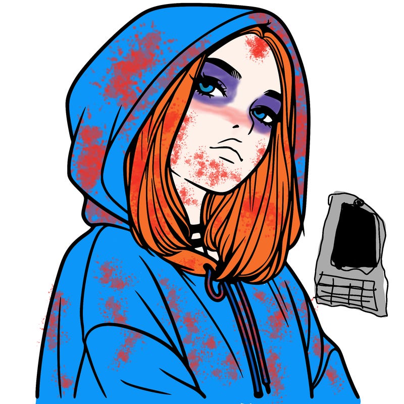 a realistic girl in a hoodie
