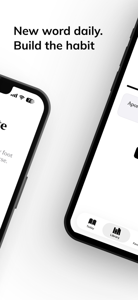 Eloquence - Speak Smarter - Eloquence app interface showing the text New word daily Build the habit alongside iPhone mockups