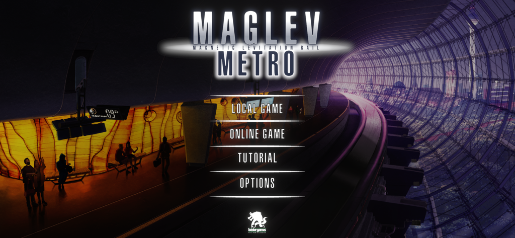Maglev Metro - Main menu screen of the Maglev Metro game featuring a futuristic subway station design and navigation options