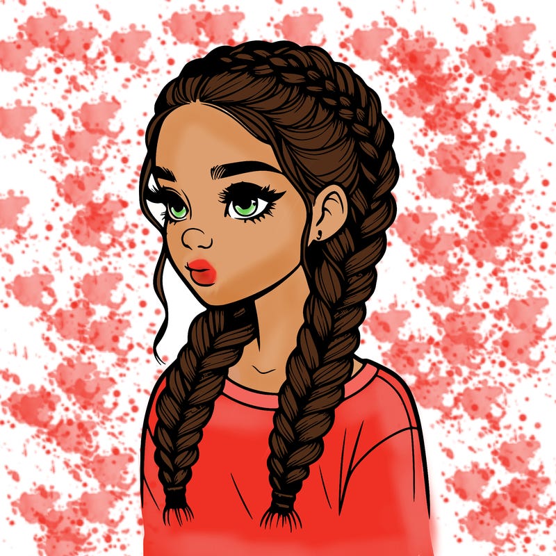 realistic girl with braids