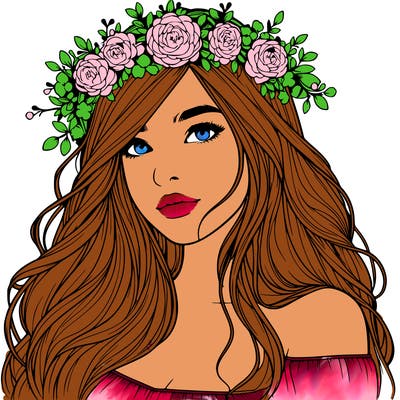 realistic girl with flower crown