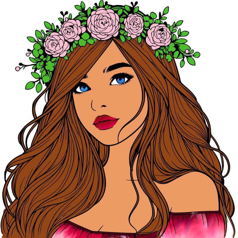 realistic girl with flower crown