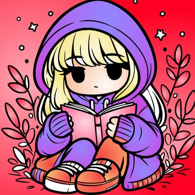 girl in oversized hoodie reading a book