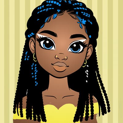 a realistic black girl with braids