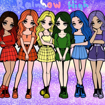 a group of girls realistic