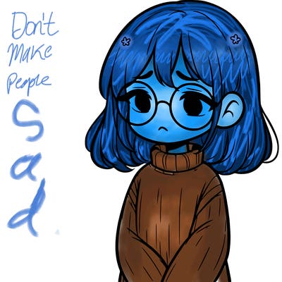 sad girl with glasses in a sweater