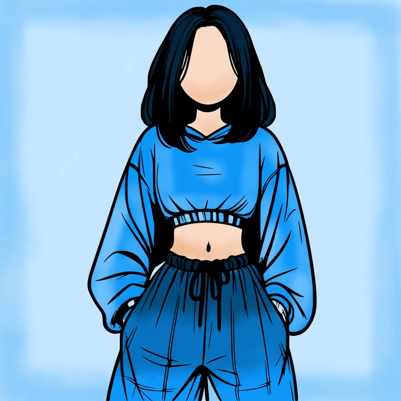 realistic girl faceless with baggy pants and a crop top