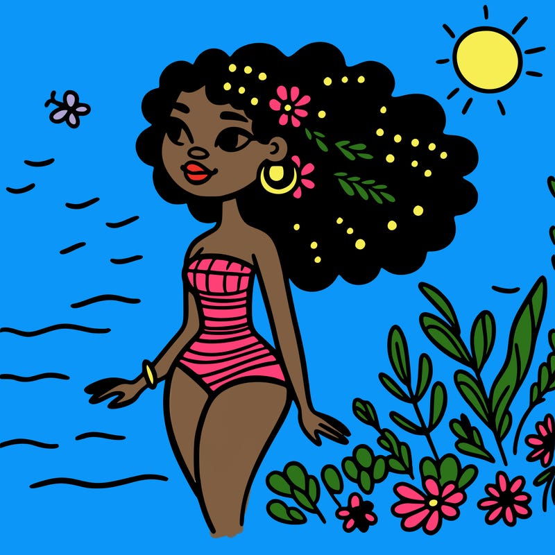 african woman in a swimsuit