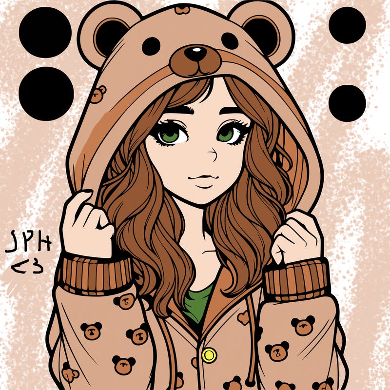 realistic girl in a animal pjs hoodie