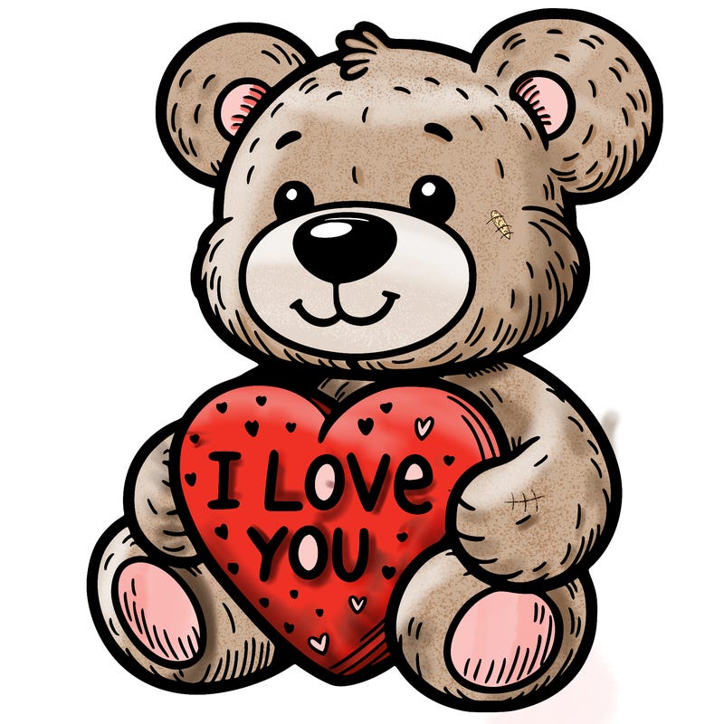 teddy bear holding an i love you heart
