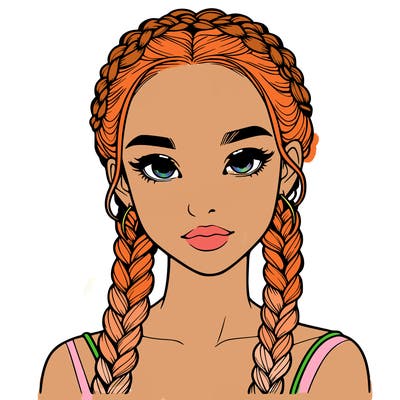 realistic girl with braids