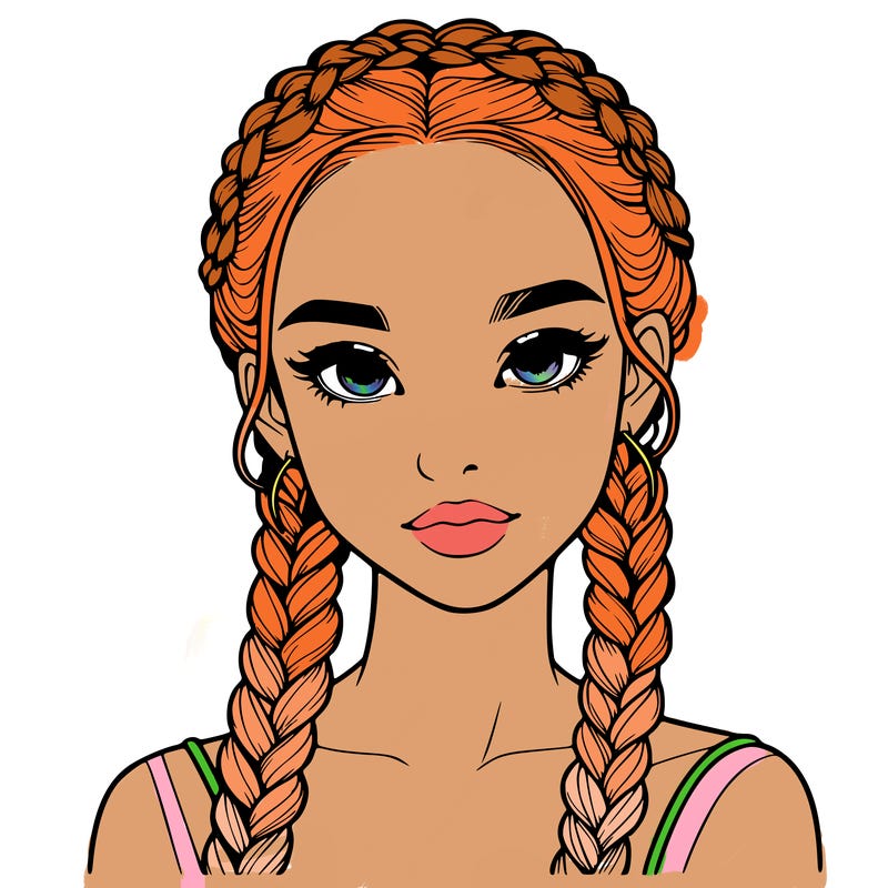 realistic girl with braids