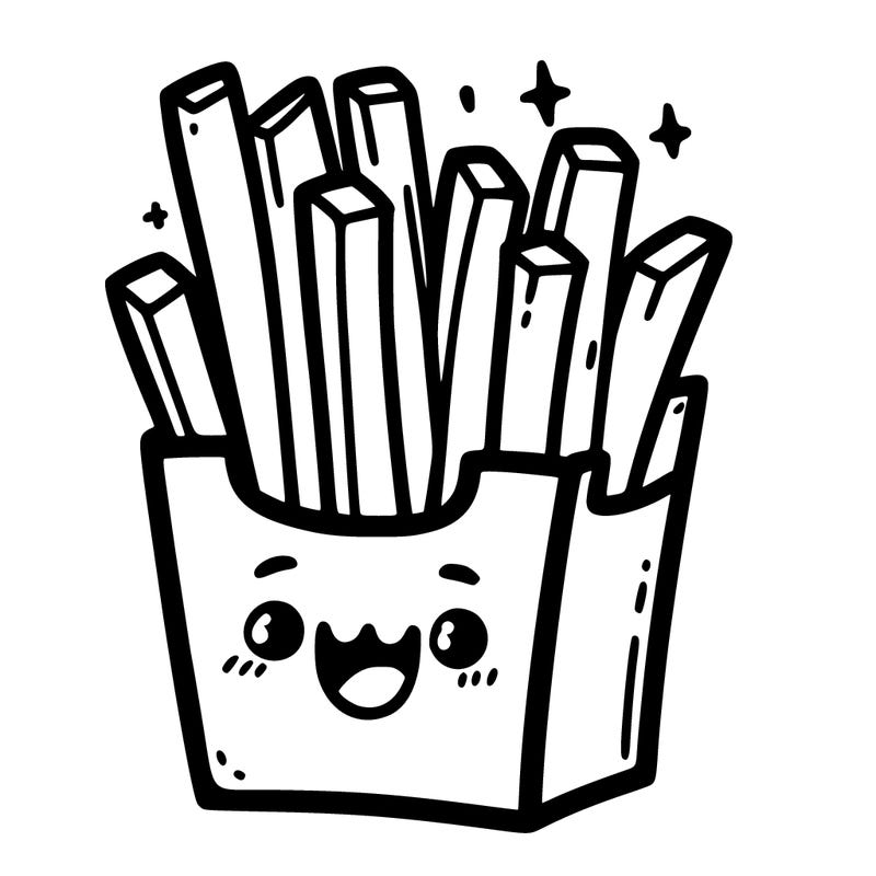 french fries in a box with a happy face