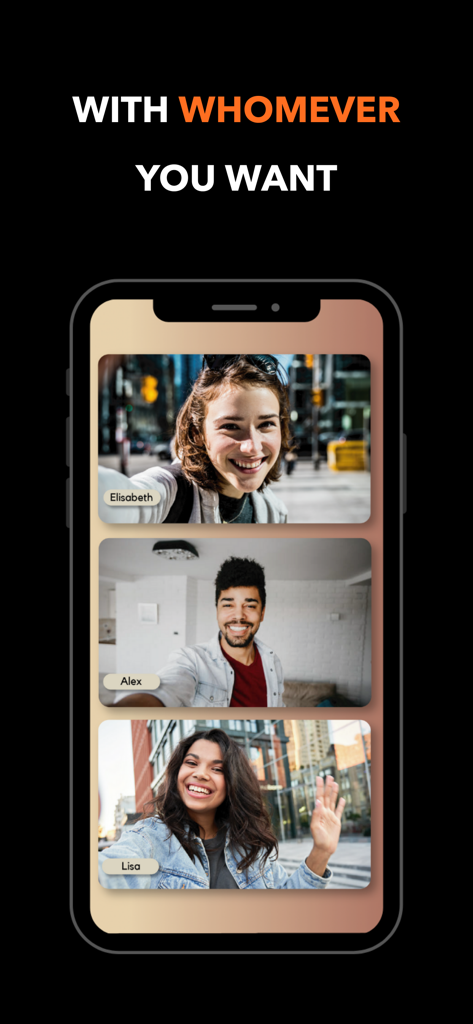 Schermata dello smartphone che mostra uno stream video multicamera con tre partecipanti