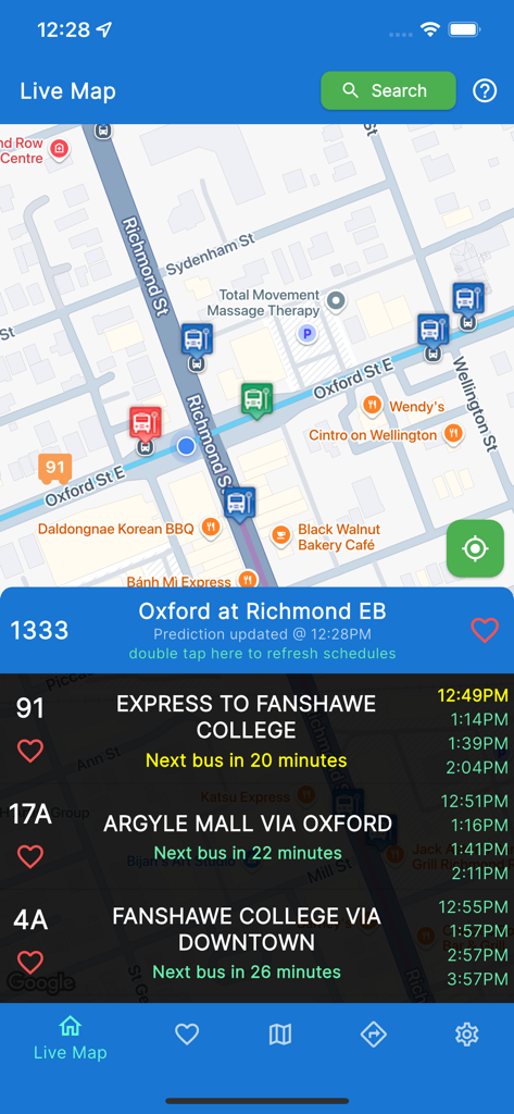 London Transit LTC Live - Live map and bus arrival times for the London Transit LTC Live app