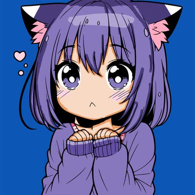 shy anime catgirl