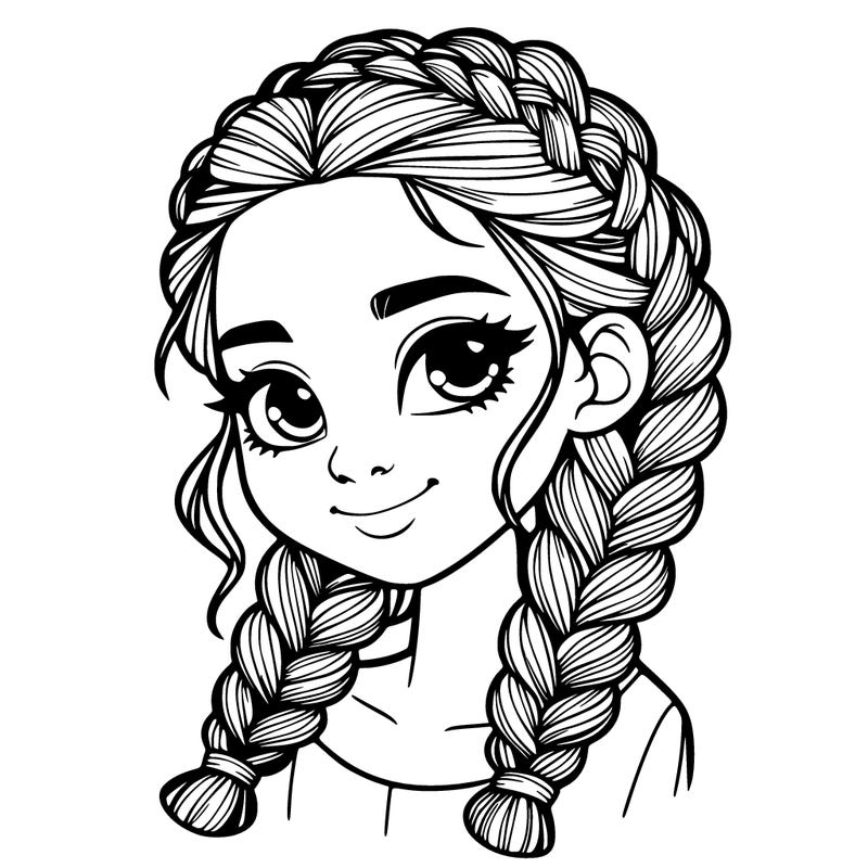 girl with braids realistic