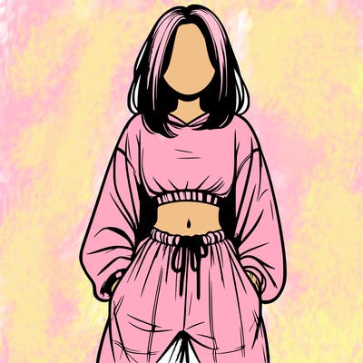 realistic girl faceless with baggy pants and a crop top