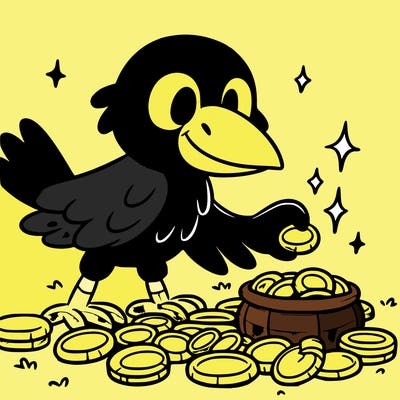 a crow collecting shiny objects