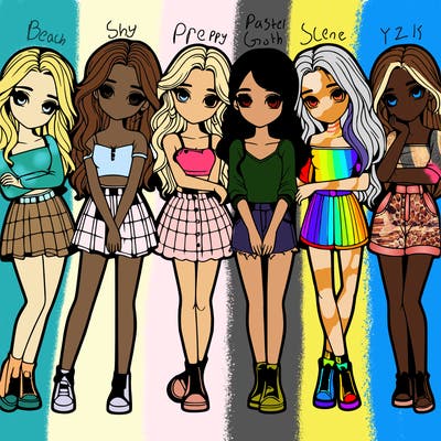 a group of girls realistic