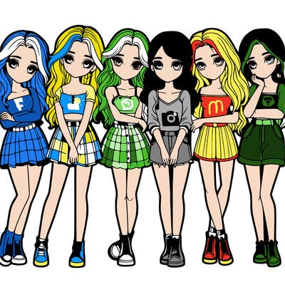 a group of girls realistic