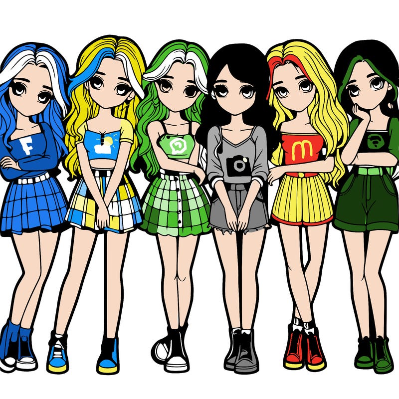 a group of girls realistic