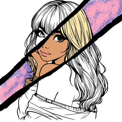 realistic girl with bangs looking over her shoulder