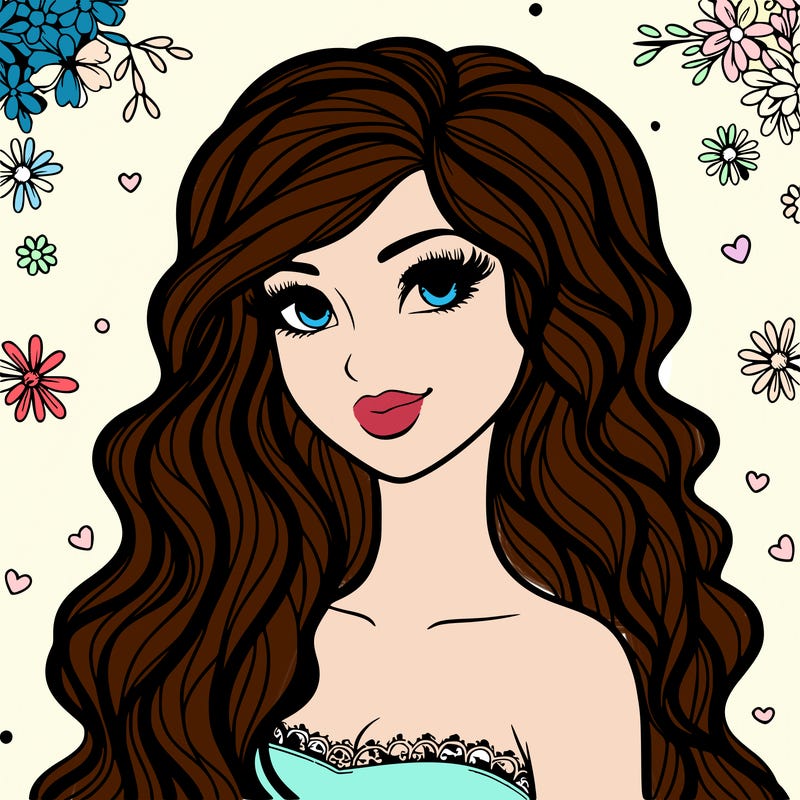 pretty woman with long wavy hair