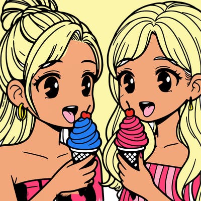 two woman eating ice cream