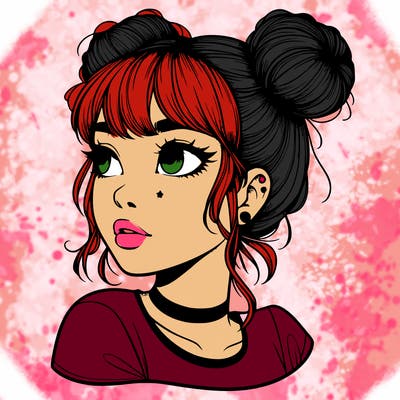 realistic girl with spacebuns