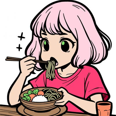 a girl eating food