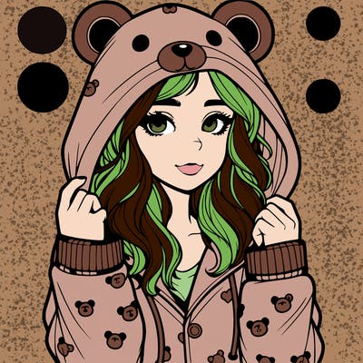 realistic girl in a animal pjs hoodie