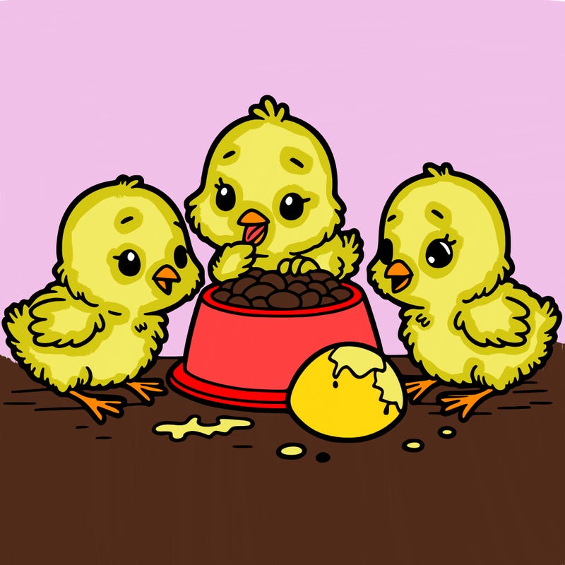 chicks eating