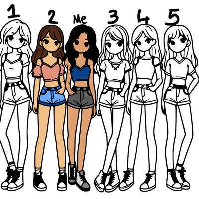 a group of girls wearing crop tops and shorts