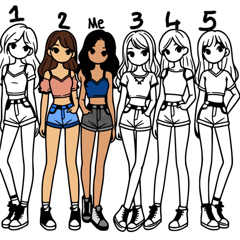 a group of girls wearing crop tops and shorts