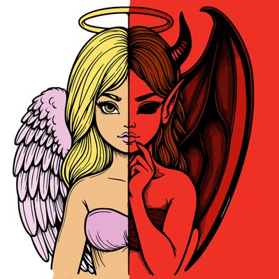 realistic angel half demon