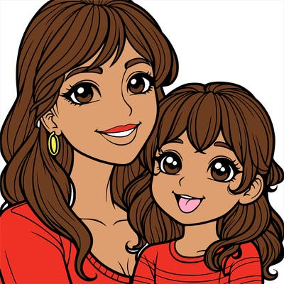 mom and her daughter realistic