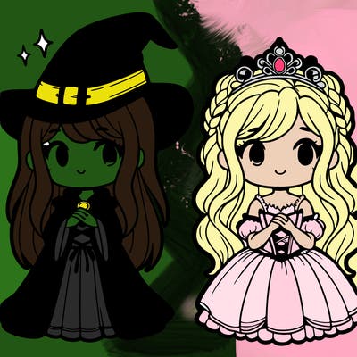 witch and princess split