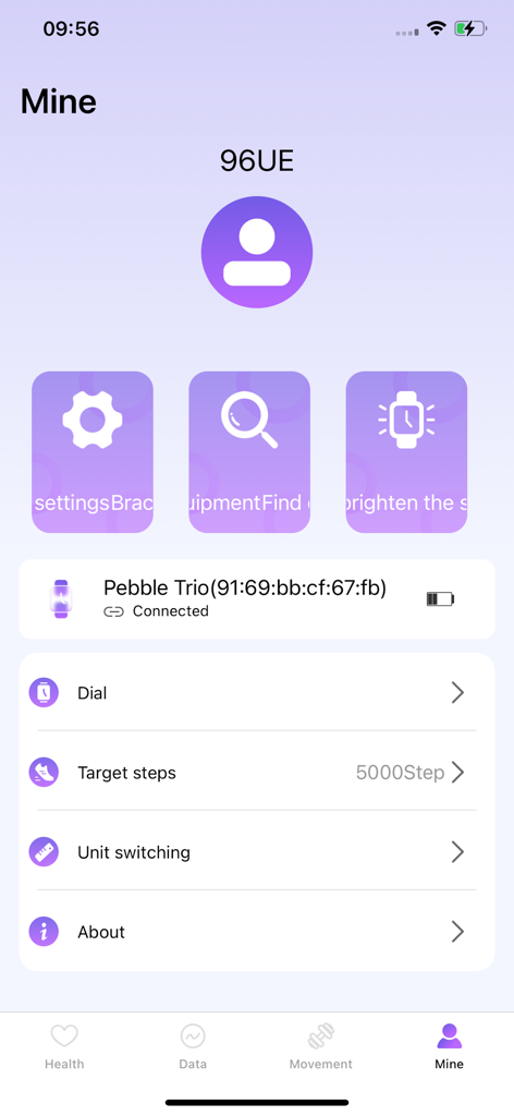 OFITPRO app profile and settings interface showing connected device status