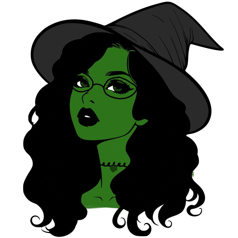realistic witch girl with wavy hair and lips