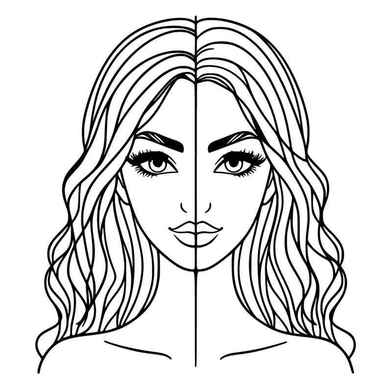 butiful women with a line down the middle