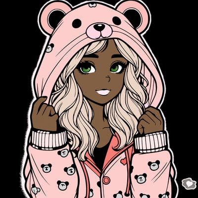 realistic girl in a animal pjs hoodie