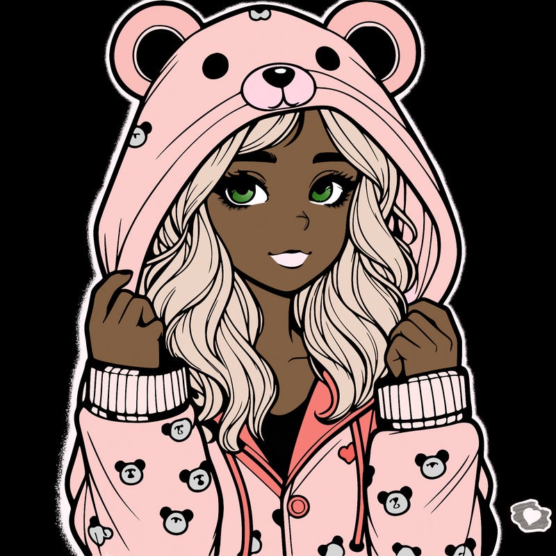 realistic girl in a animal pjs hoodie
