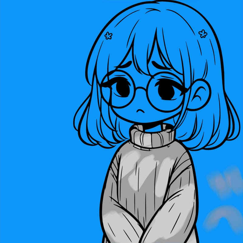 sad girl with glasses in a sweater