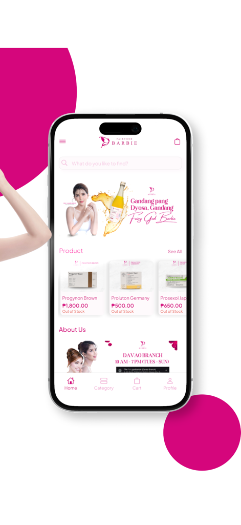 Fairy God Barbie - Fairy God Barbie app home screen featuring beauty products and a promotional banner