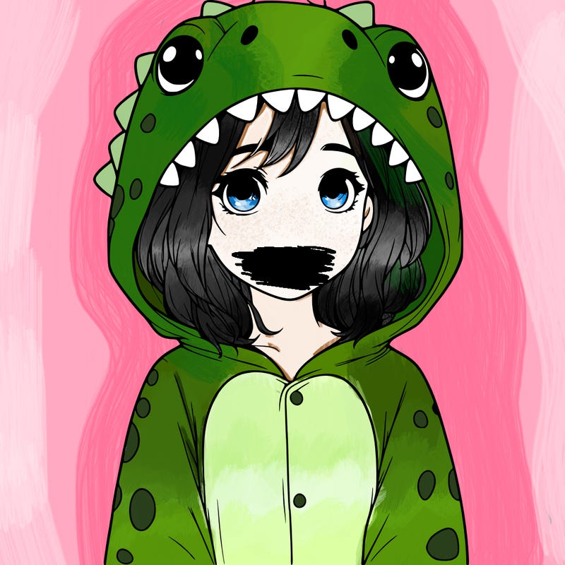 a girl in a dinosaur onesie realistic