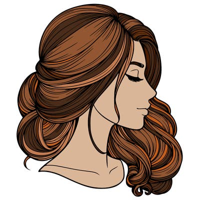 realistic woman's head & hair