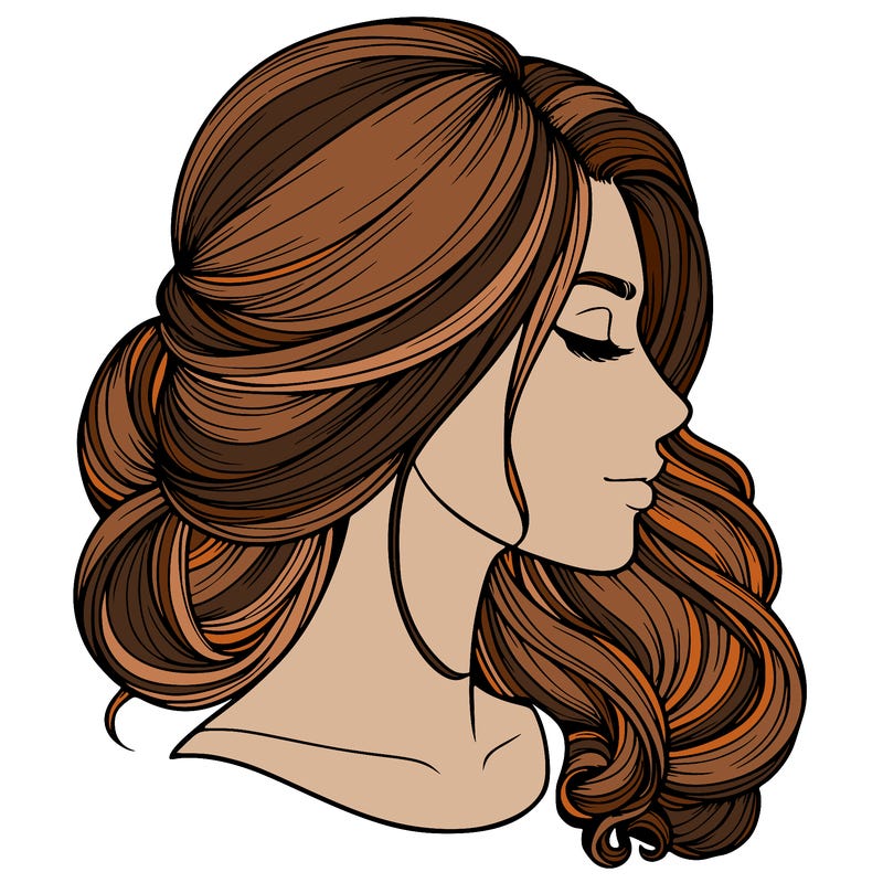 realistic woman's head & hair